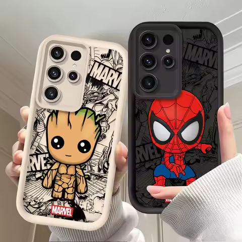 Marvel Spiderman Groot Phone Case For Samsung Galaxy S24 S25 S23 Ultra S22 S21 Plus FE A36 A56 A26 A16 A06 A15 A25 A35 A55 5G