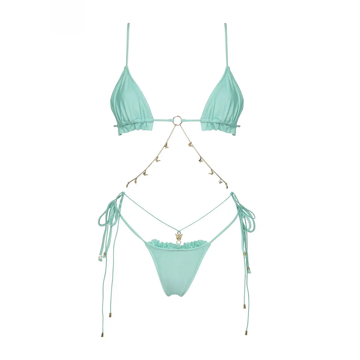 Shiny Diamond Bikini Set Sexy Women Swimsuit Push Up Swimwear Female Bandeau Biquini Halter Bathing Suit Blue Bodysuit Beachwear image 5