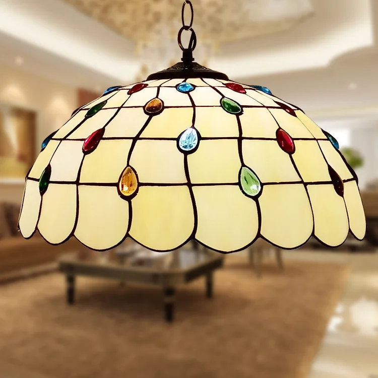 

Mediterranean Tiffany glass chandelier retro living room creative restaurant classical European atmosphere ceiling chandelier