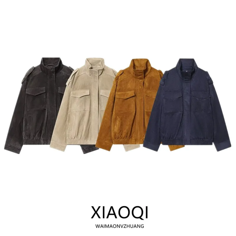 

Street Sle Women's Casual Long Sve Stand Collar Jaet Outerwear New Autumn 2025 Stand Fit Faion Ladies Coat