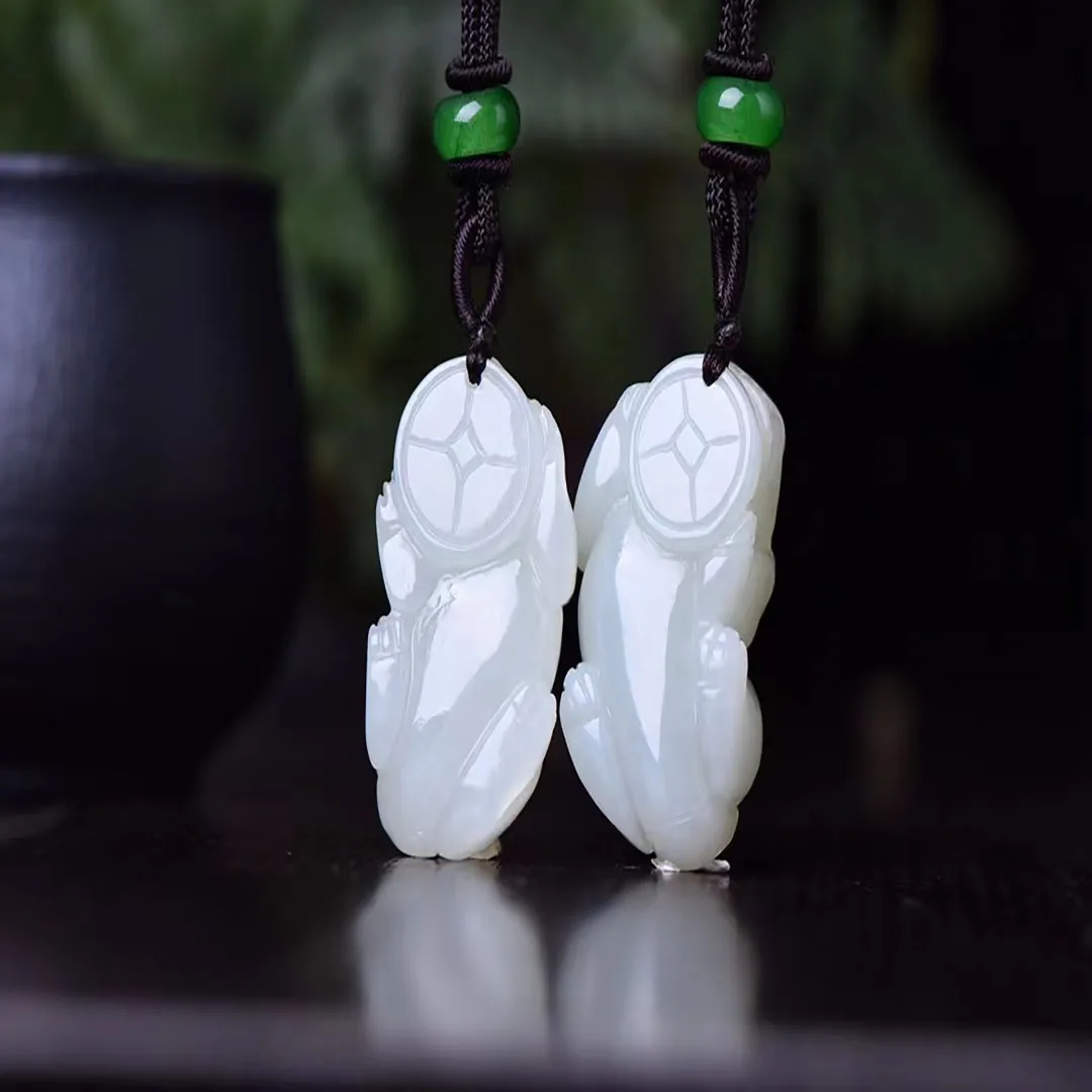 Exquisite Hetian Jade 20*38MM Safe Double Pixiu Pendant Jewelry 1311#