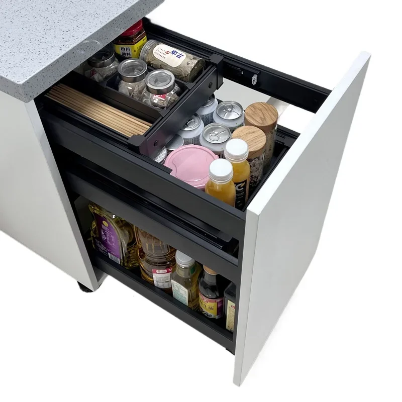 Cestino per condimenti con pompa centrale interamente in alluminio, cesto per armadio, cucina, cucina, armadio stretto, cremagliera per condimenti, cassetto verticale