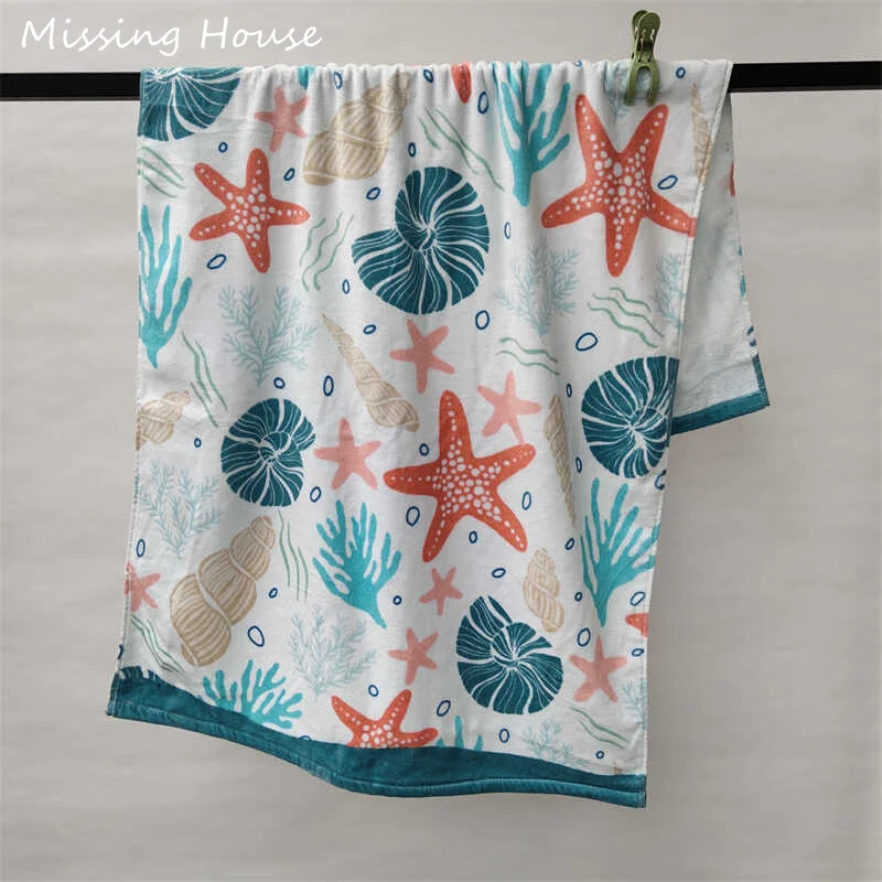 Summer Beach Blue Sky Shell Sea Star Coral Bath Face Hand Towel