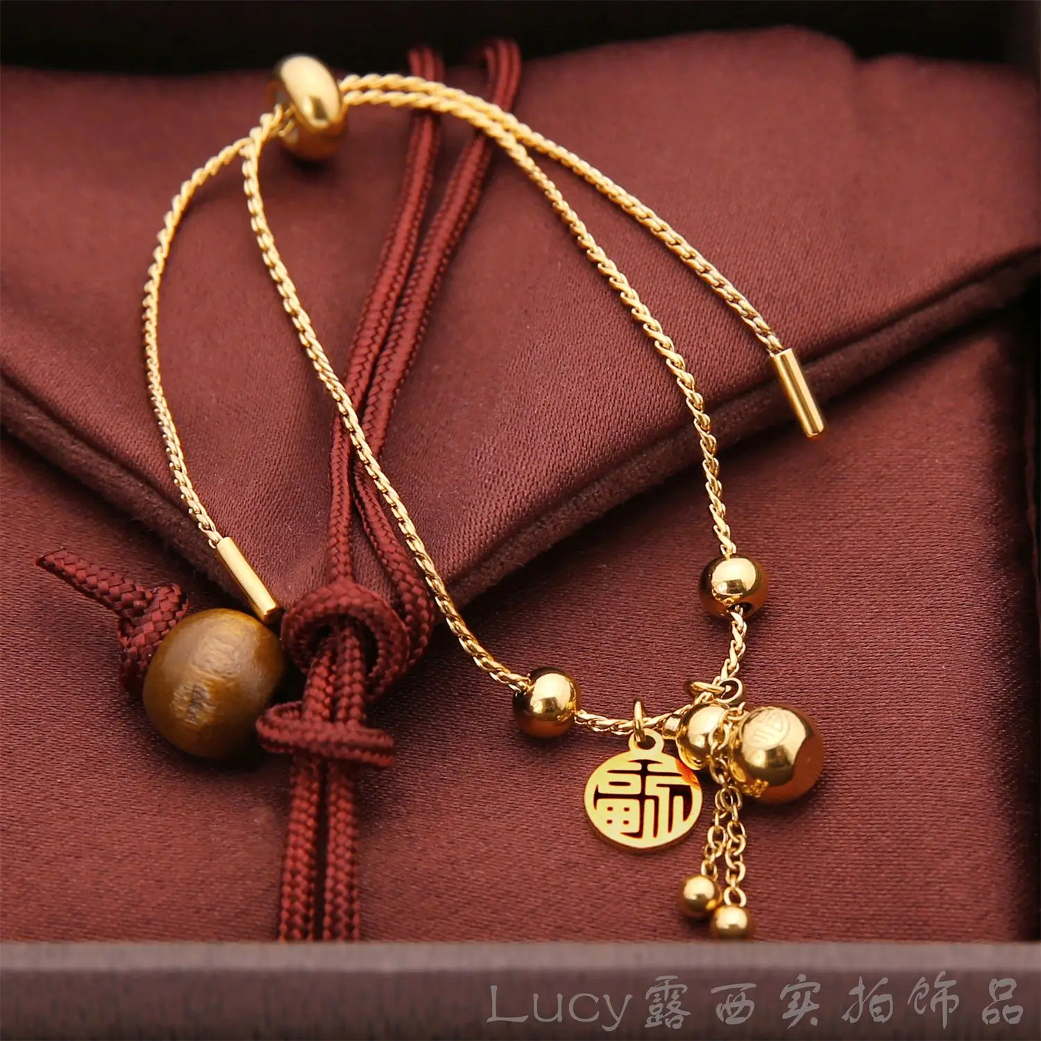 Like real  [Titanium Steel Does Not Fade] New Niche High Aesthetic With Chinese Style Golden Lucky Gourd Pull Bracelet For Women