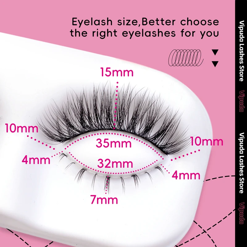 2Pairs Natural Eyelashes Upper&Lower False Eyelashes Faux Cils Makeup Fake Eyelash Transparent Plastic Lower Lashes Makeup Tools