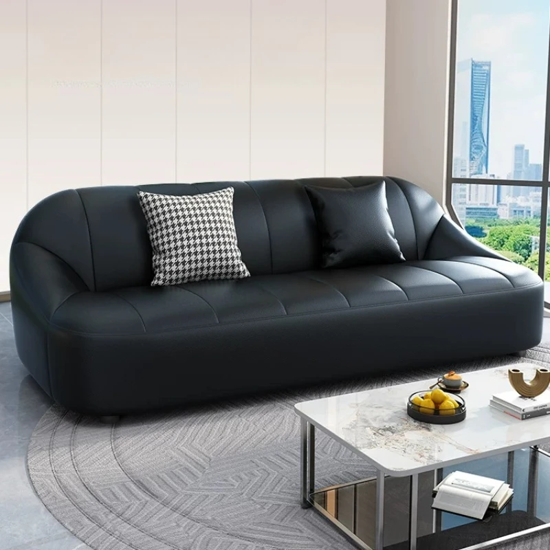 

Modern Minimalist Black PU Leather Office Sofa Commercial Reception Couch for Salon Beauty Shop & Business Spaces furniture