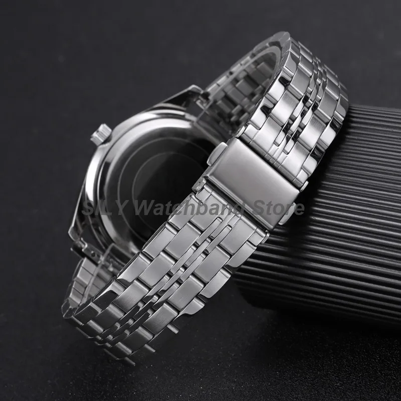 18mm 20mm 22mm 24mm Curved End Stainless Steel Watch BandS Business Watch Strap Folding Buckle Replacement Bracelet WatchbeltS