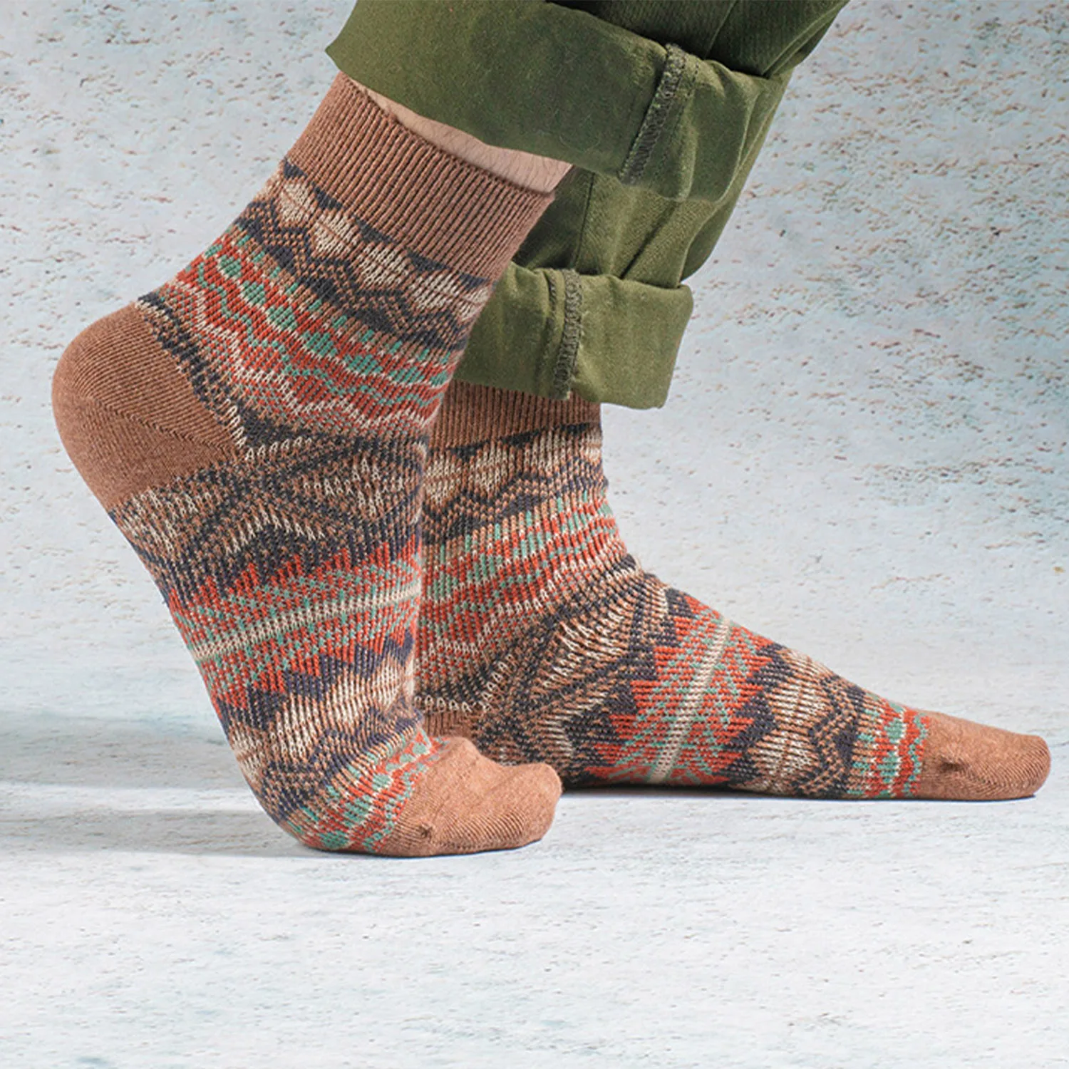 10Pcs Spring Summer New Men Seamless Combed Cotton Retro Ethnic Double Yarn Trendy Soft Breathable Daily Sports Ankle Socks