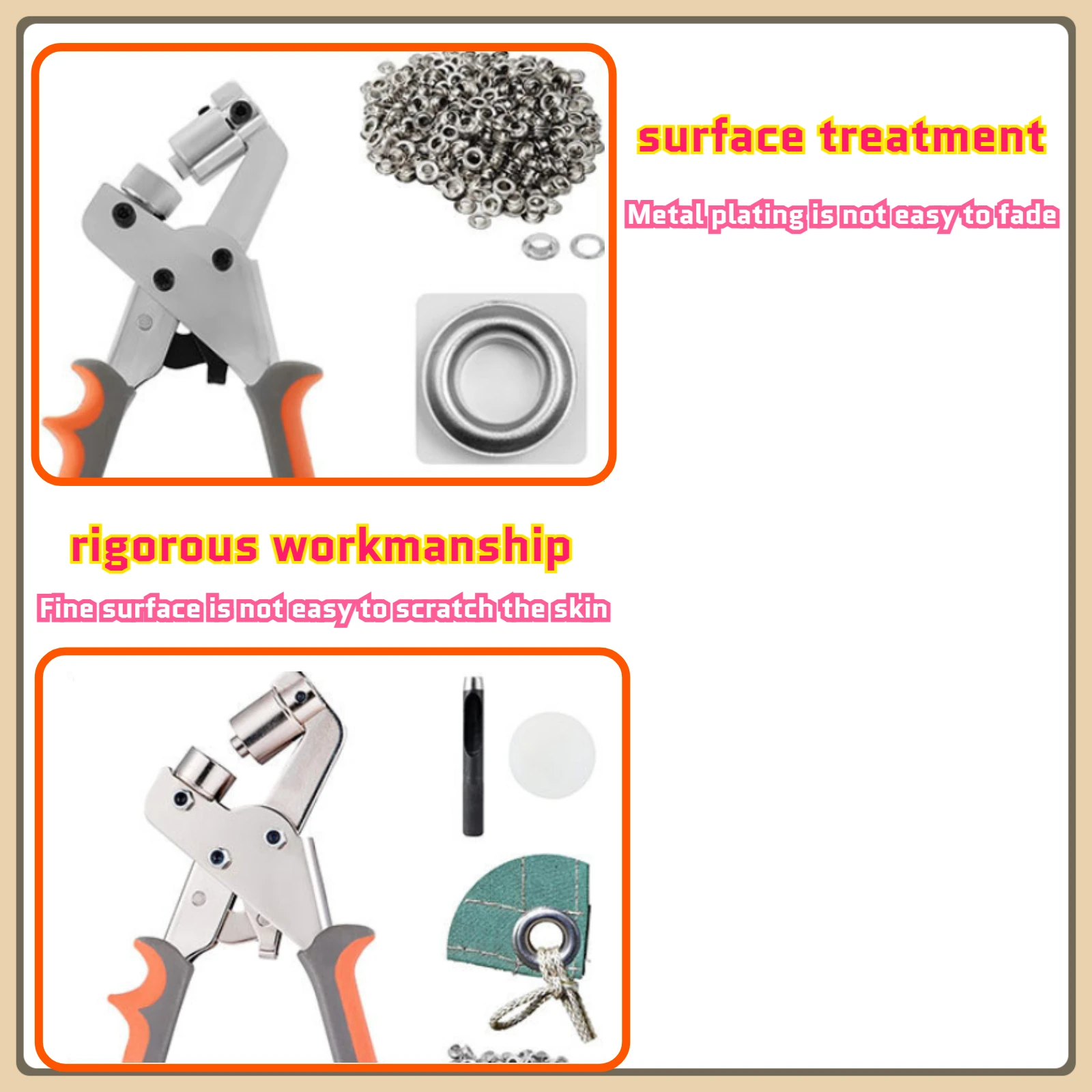 Handheld Hole Punch Eyelet Installation Tool 10mm Grommet Eyelet Plier Kit Metal Air Hole Rivet Plier