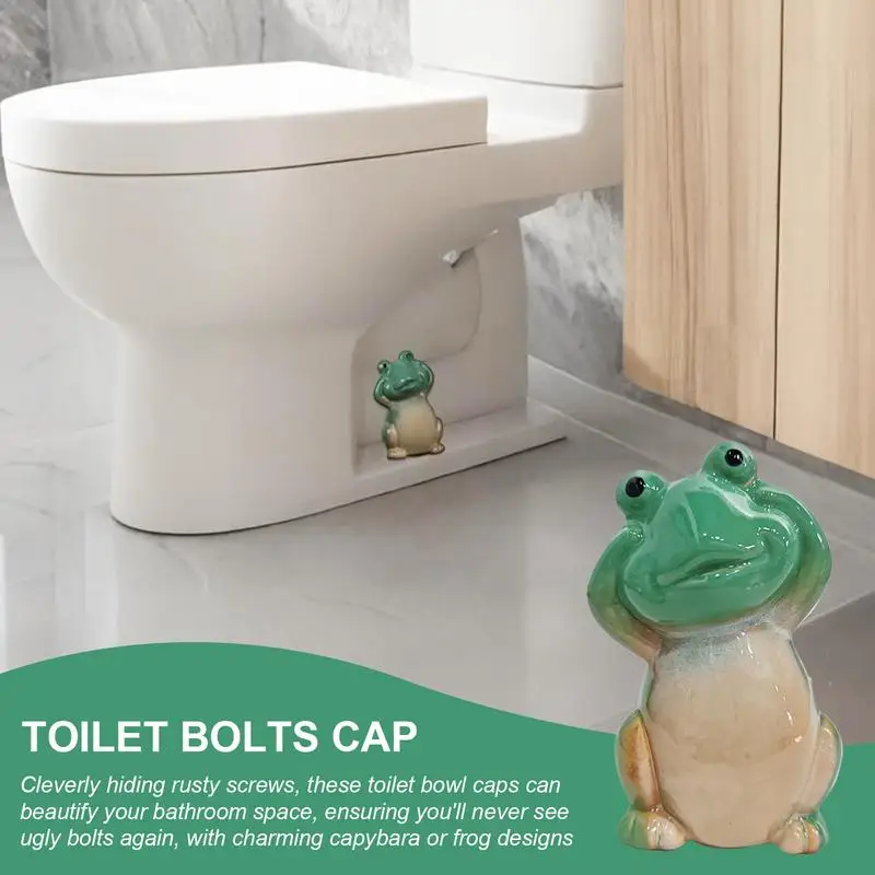 Toilet Bowl Caps for Bolts Cute Capybara Frog Toilet Screw Cover Caps Ceramic Bolts Caps Decorative Cute Bathroom Decor