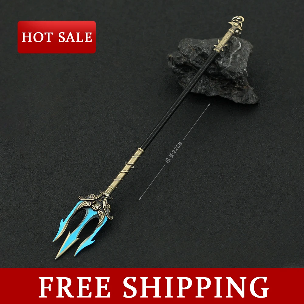 22cm God of War Game Peripheral Trident Metal Weapon Model Poseidon Greek Mythology Sword Home Ornament Decoration Boy Gift Toys