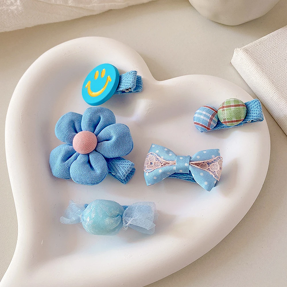 Colorful Flower Fabric Hair Clip Non Slip Cloth Bowknot Candy Shaped Alligator Hairpin Barrettes For Side Bang Baby Jewelry Gift