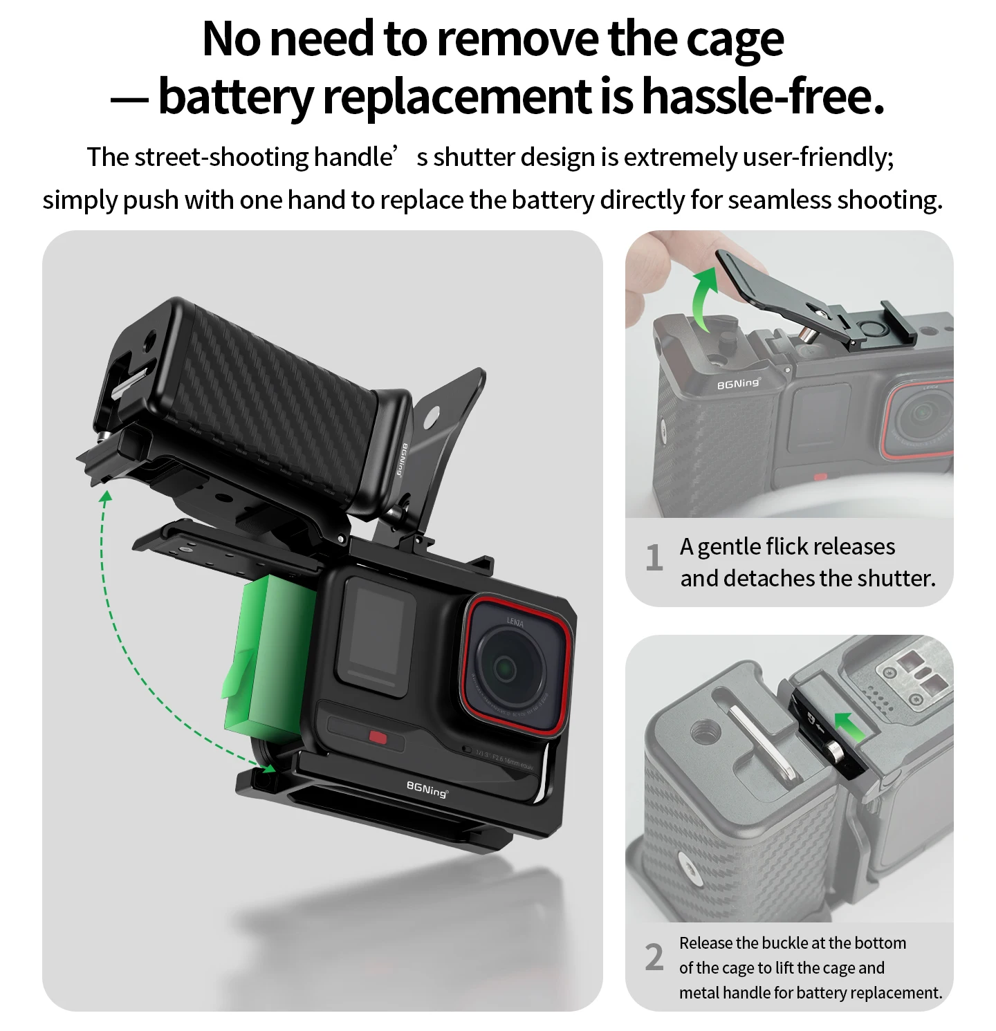 Essentieller Handgriff für Insta360 Ace Pro 2 Magnetischer Schnellwechseladapter Street Vlog Fotografie Kamerakäfig Zubehör – Detail 6