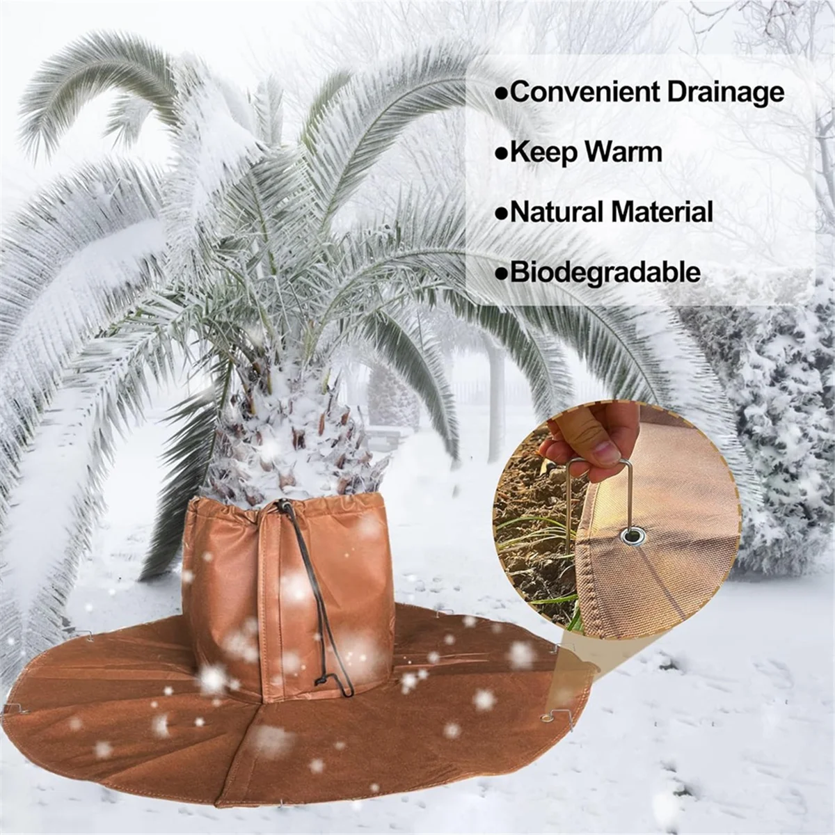 New 2 Pack Winter Protection for Palm Trees Root - Palm Root Protection Bag, Thermal Plant Cover Protector with Drawstring