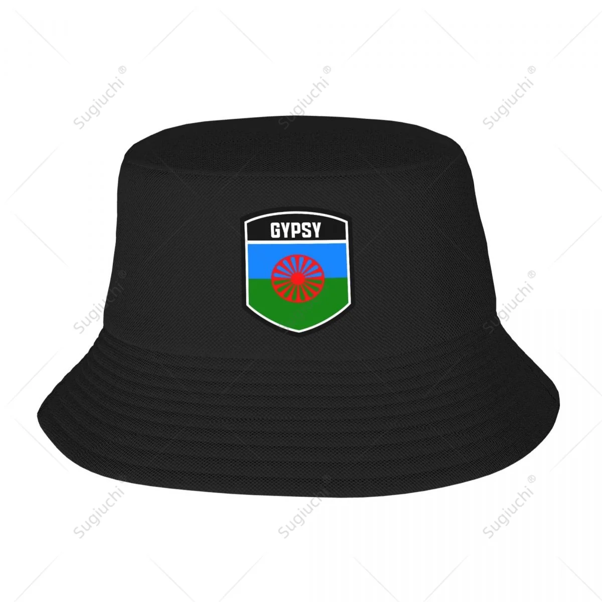 Sombreros de pescador con escudo de bandera gitana de Roma, sombreros de cubo con estampado fresco, sombra de sol, gorras de pescador clásicas simples para exteriores, gorra de pesca de verano