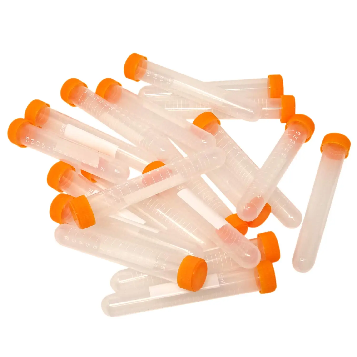Wetenschappelijke conische centrifugebuizen 15 ml 100 stuks plastic reageerbuis met schroefdoppen 15 ml reageerbuizen met deksels oranje