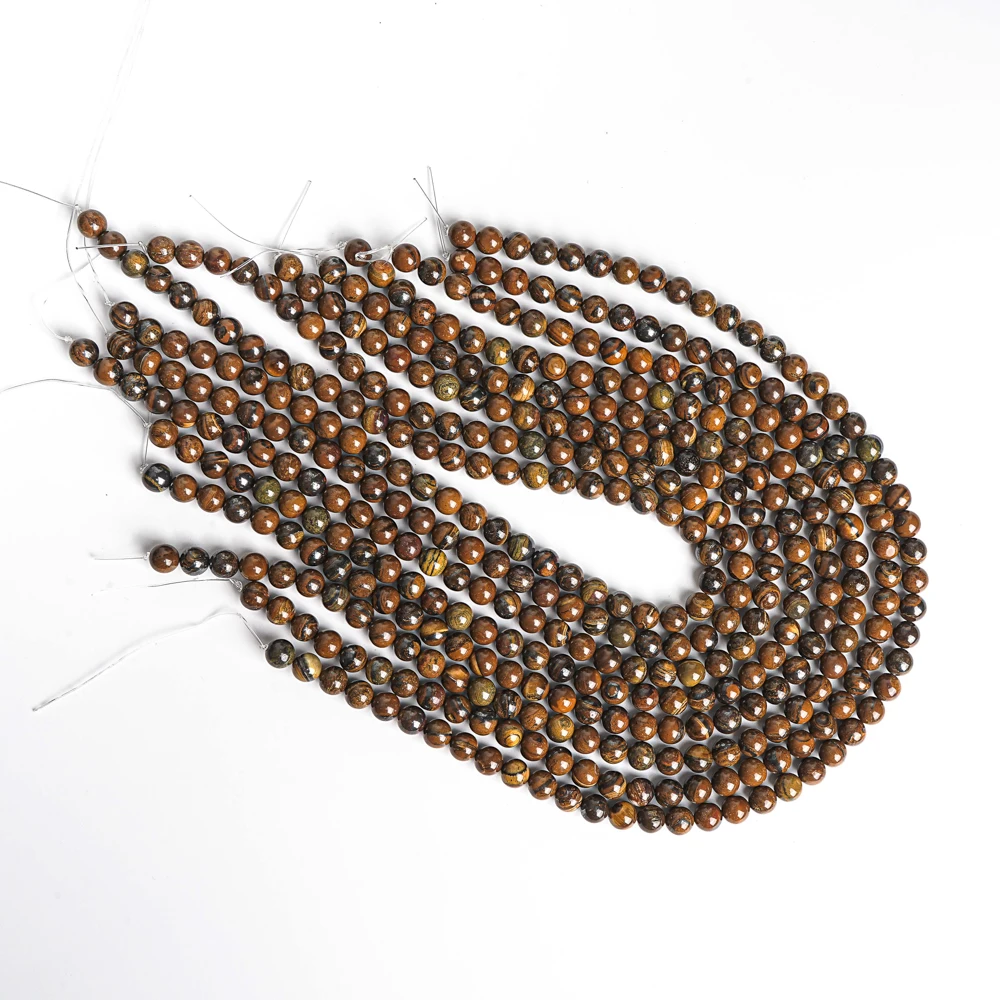 6/8mm Natural Stone Beads Iron Tiger Eye Gemstone Loose Round Beads For Jewelry Making DIY Bracelet 15inch/Strand