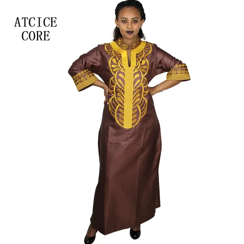 Afrikanische kleider für frauen dashiki weiche stickerei desing langes kleid ohne schal