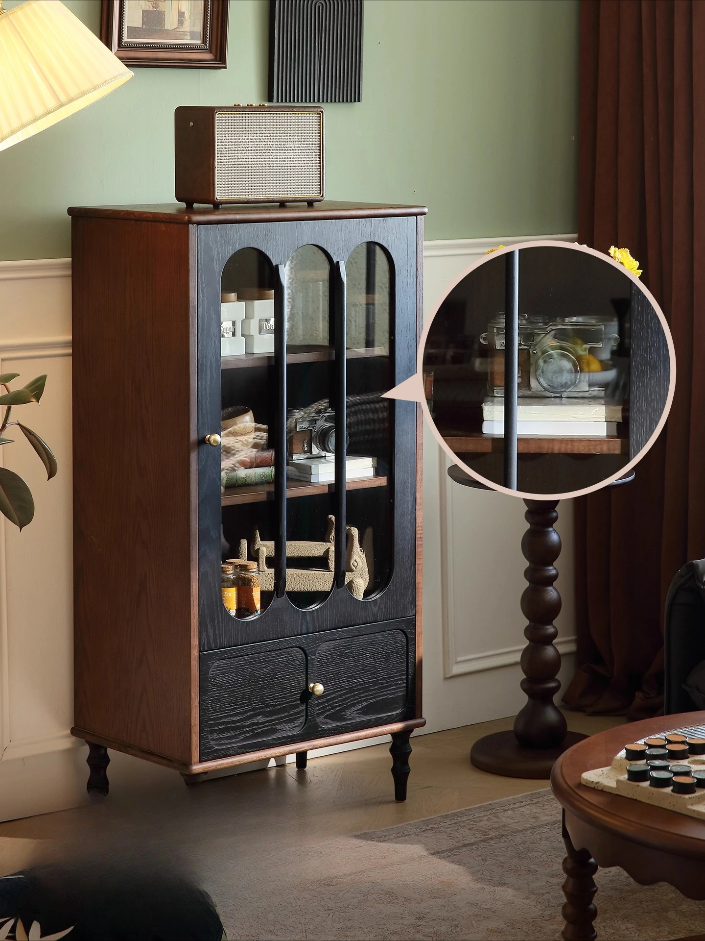 خزانة جانبية للتخزين من الخشب الصلب على الطراز القديم، خزانة مشروبات لغرفة المعيشة، خزانة عرض حائط بريان الراقية