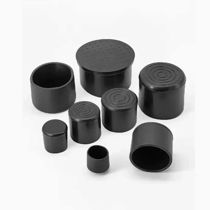 Black PVC Chair Leg Round Caps Table Furniture Feet Pipe Tubing End Cover Socks Plug Floor Protection Non-Slip Pad image 5