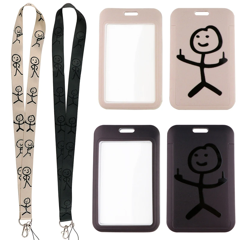 Stick Figure Anime Lanyard Badge Holder ID Card Lanyards Mobile Phone Rope Key Lanyard Neck Straps Keychain Key Ring Decorations