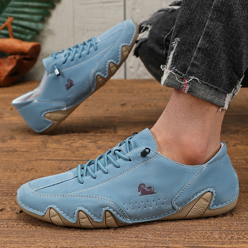 Classic Loafers Trendy Durable Artificial Leather Waterproof Anti Slip Casual Shoes for Outdoor Walking Men’s Motorcycle Boots