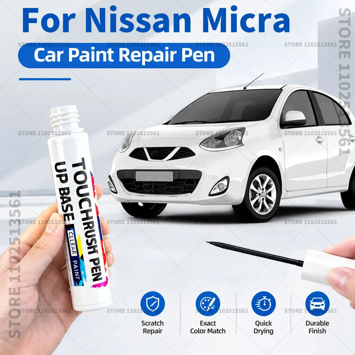 For Nissan Micra Blue Automotive Touch Up Paint Pen Scratch Repair Marker for Car Body Bumper Door Paint Restoration Accessories