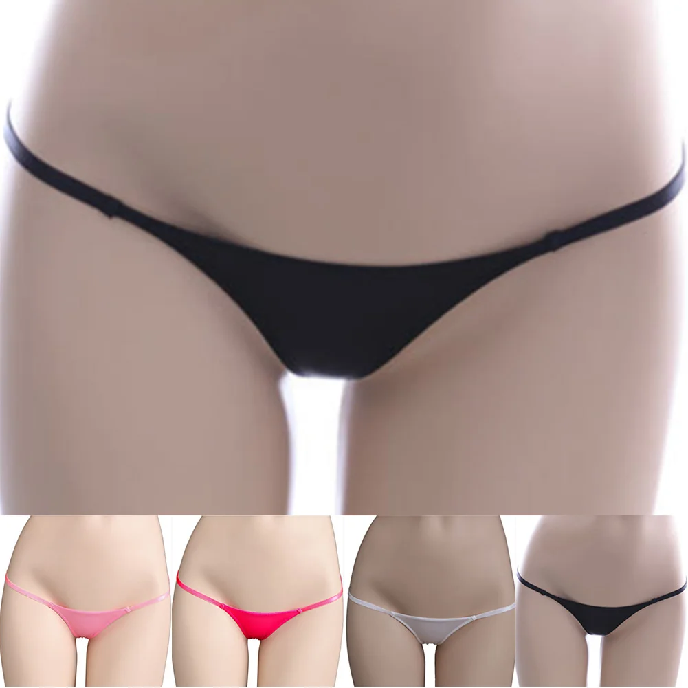 

Совершенно новые стринги, женское нижнее белье, трусы, стринги, нижнее белье из ледяного шелка с низкой талией, прозрачный сплошной цвет, 1 шт., ночь
