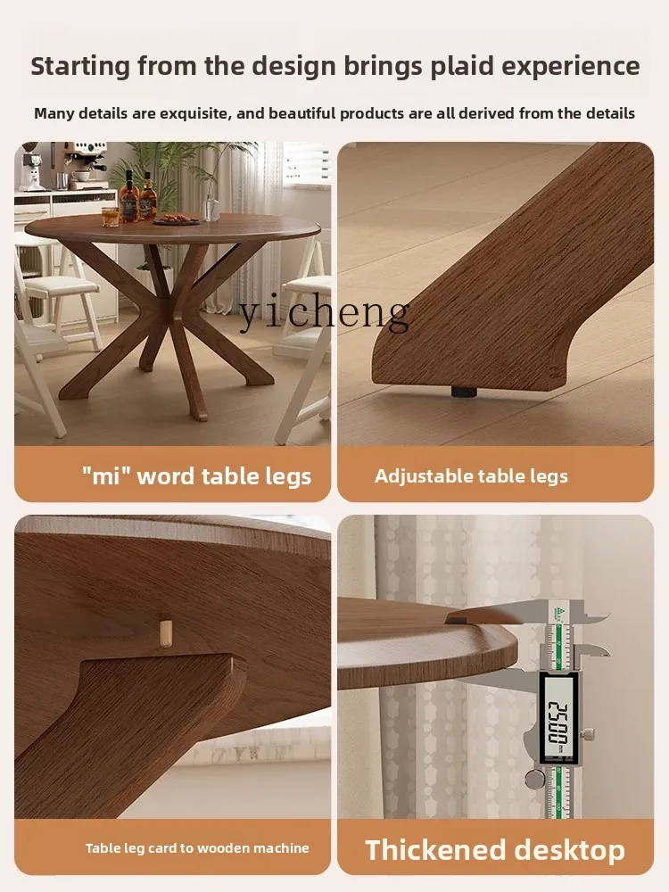

New Chinese Style Foldable Dining Table Round Folding Table Solid Wood Folding Round Table