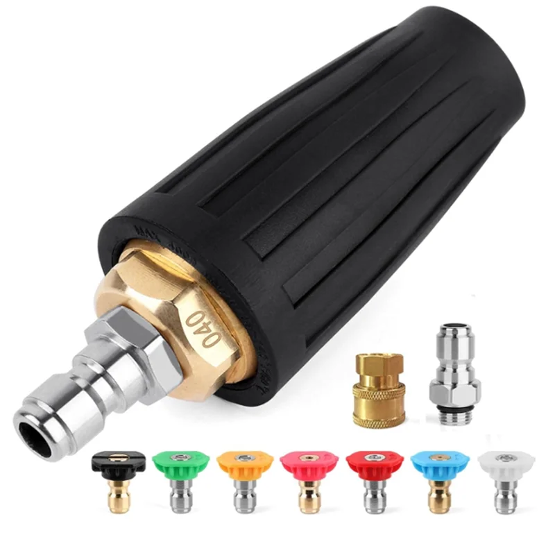 

Pressure Washer Turbo Nozzle,Rotating Pressure Washer Nozzles with 1/4In+3/8In Quick Connect,7 Power Washer Nozzle Tips