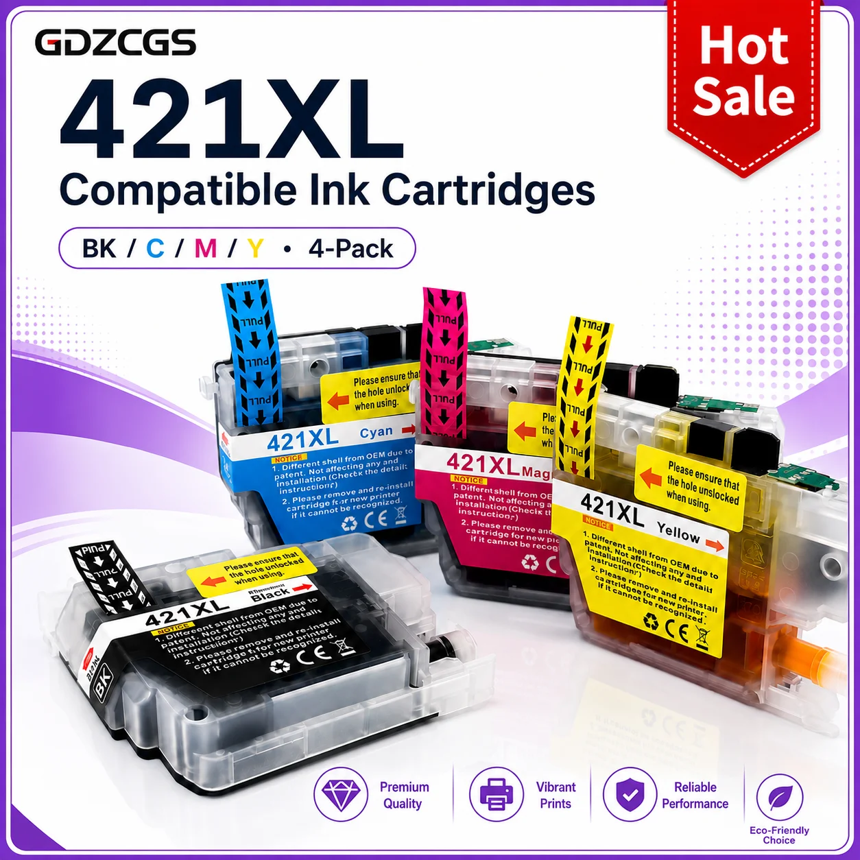 LC421XL LC421 421XL Ink Cartridge Compatible For Brother DCP-J1050DW DCP-J1140DW DCP-J1800DW MFC-J1010DW Printer High Capacity