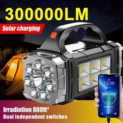 High Power LED Flashlight Rechargeable Portable Hand Light 8/4 LED Powerful Flashlight Outdoor Camping Solar Rechargeable Light