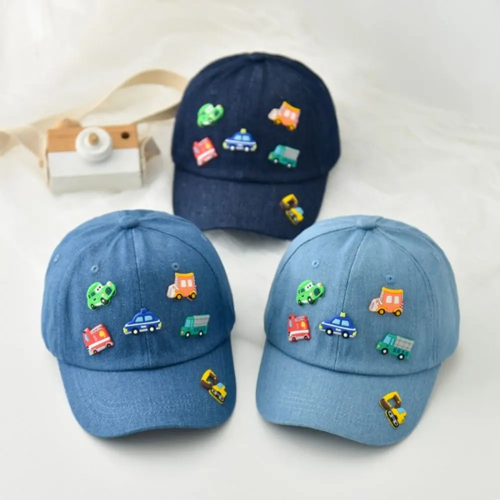 

Cartoon Children Sports Hats Vehicles Pattern Denim Kids Baseball Caps Adjustable INS Baby Sun Visor Hat Boys Girls