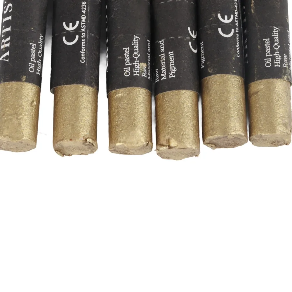 6PCS 2.67×0.43 in Solid Tone Oil Pastel Oil Based Formula Rich Pigment Laydown Rich Hue Pastel Set Soft Textured Smooth Layering