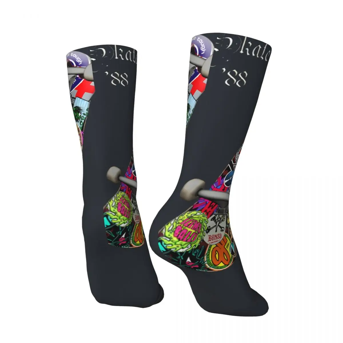 Hip Hop Retro Skate '88 Crazy Men's compression Socks Unisex happy 100 days of school Printed Novelty Happy Crew Sock Boys Gift