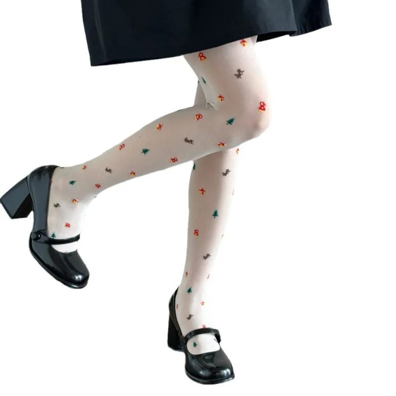 

Lolita Cute Doll Tights Woman White Black Skin Tone Medias Socks Transparent Thin Pantyhose Y2K Club Stockings.