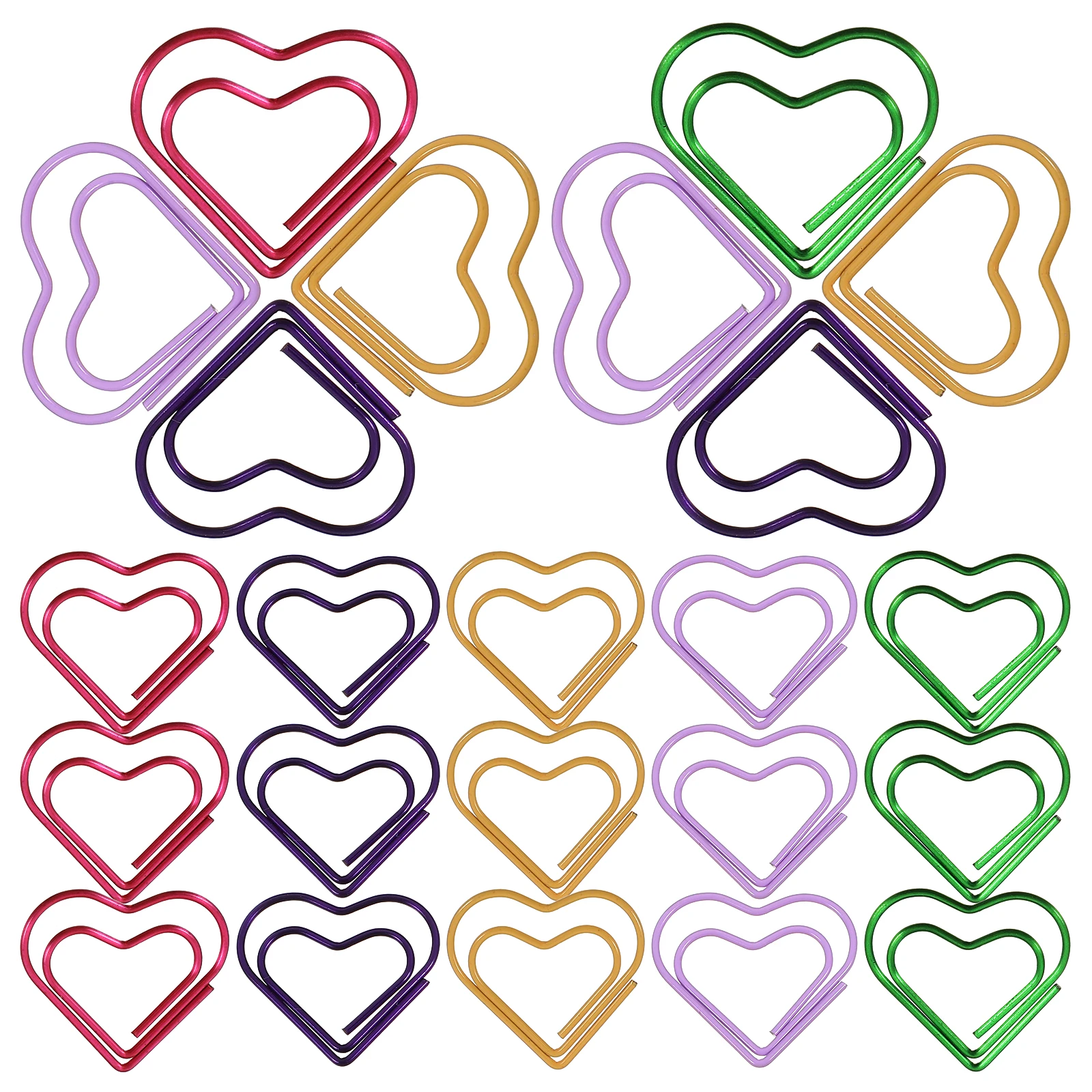 

100pcs Heart Shaped Paper Clips Colored Multi Use Desk Office Supplies Strong Clamping Mini Bookmarks Documents Files