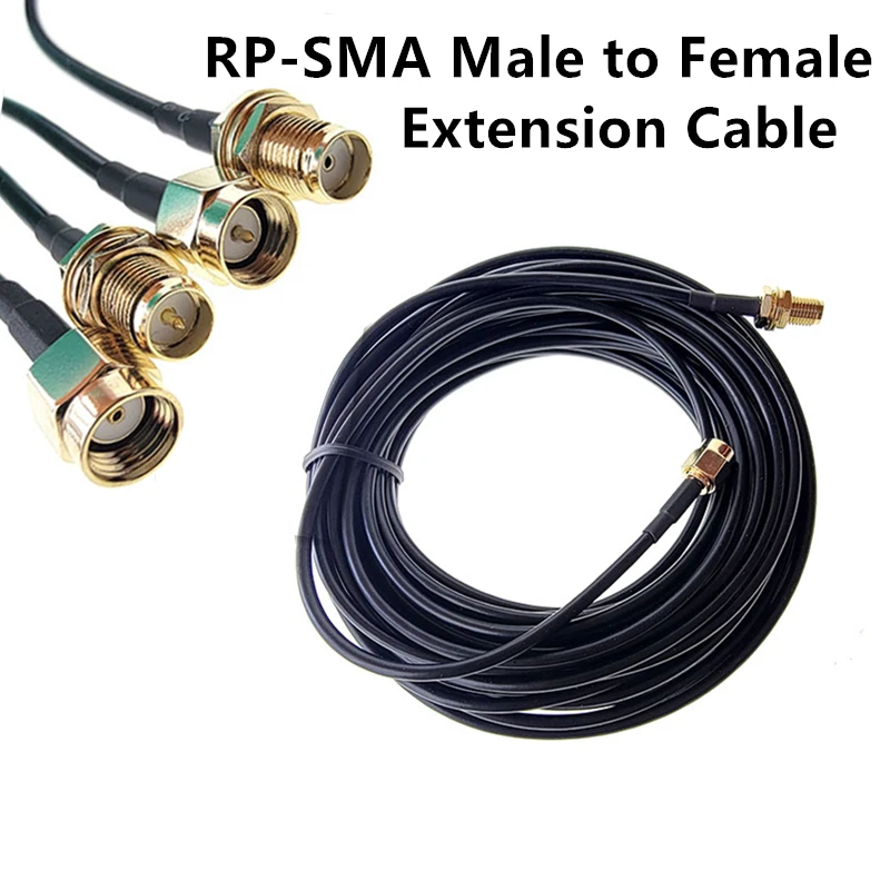 

RP-SMA SMA Connector Male to Female Extension Cable Copper Feeder Wire for Coax Coaxial WiFi Network Card RG174 Router Antenna