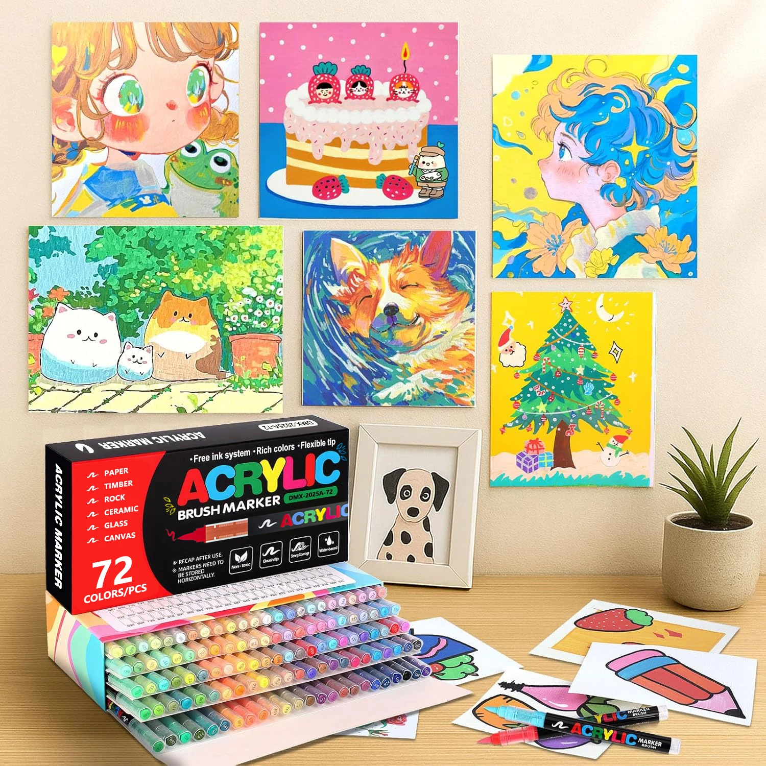 

240-Color Acrylic Marker Set Quick-drying and Waterproof for DIY Hand-Painting and Graffiti Art on Surfaces Rock, Wood, Canvas