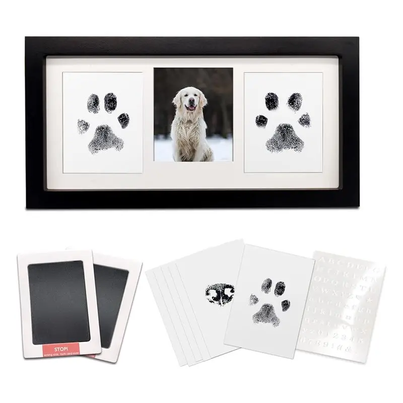

Комплект рамки и чернильных подушечек с принтом лапы, комплект для печати собак или кошек, 2 подушечки без чернил для домашних животных, подушечки для штампов с принтом лапы для собак