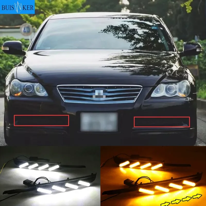 

2 шт. DRL дневные ходовые огни для Toyota MARK X REIZ 2004 2005 2006 2007 2008 2009 светодиодные противотуманные фары