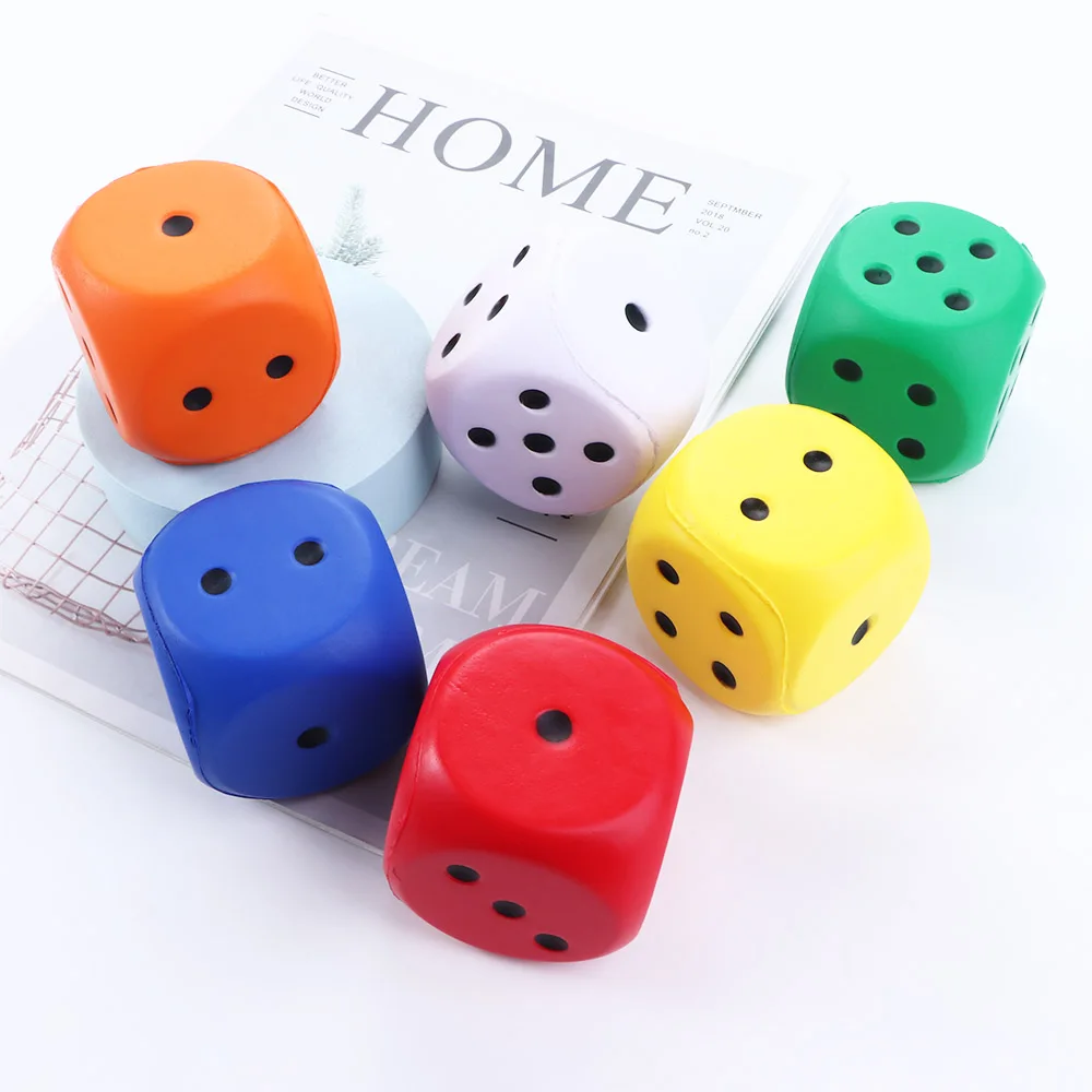 1pcs Soft Elastic Toys Color Solid Point Dice Side Length 6cm Anti Stress Big Sponge Dice Finger Training Toy For Children