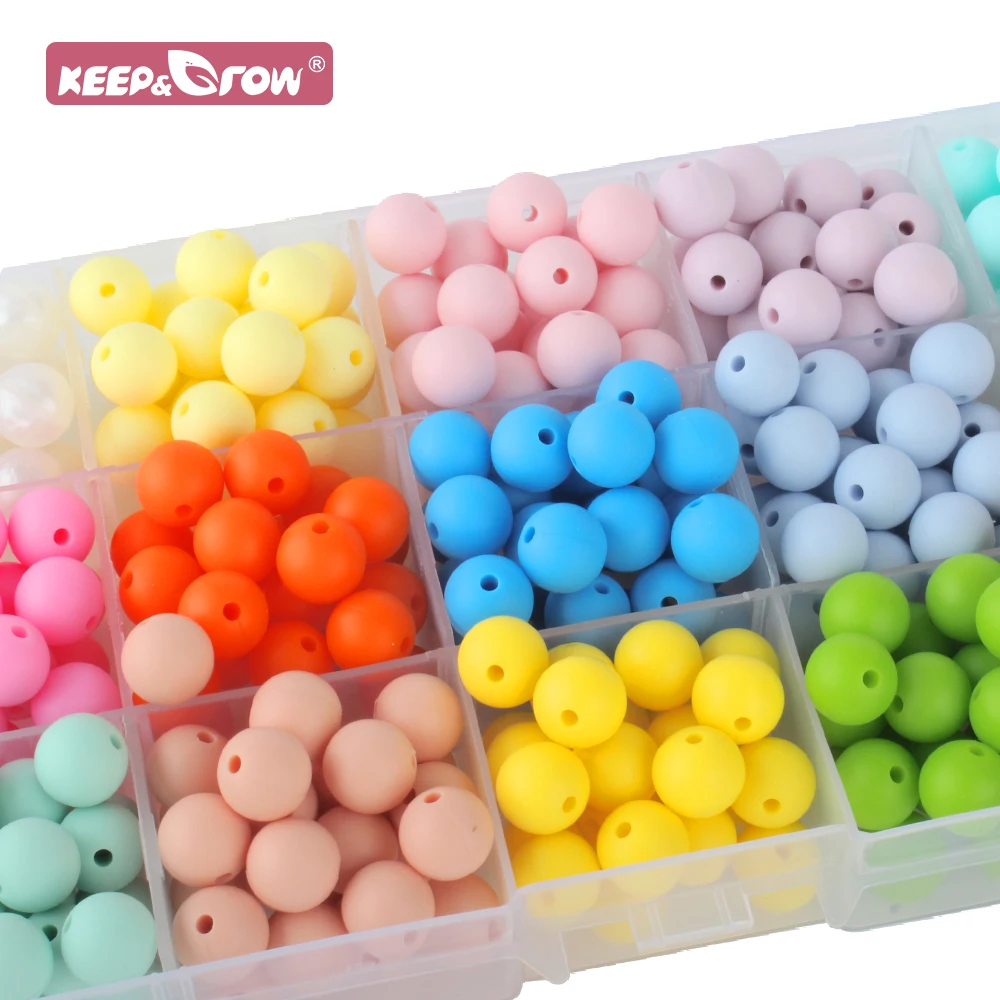 12Mm 100Pcs Baby Siliconen Kralen Ronde Bijtring Kralen Verpleging Ketting Speenketting Clip Speelgoed Oral Care Bpa Gratis food Grade