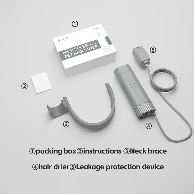 

Pet Neck-Mounted Hair Dryer Dog & Cat Water Blower & Hair Styler 230g Pets Neck-Clamp Water Blower Dryer