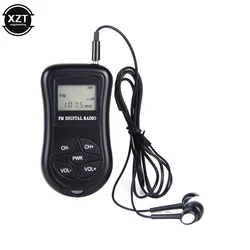 Portable Mini DSP Digital Display FM Radio Stereo Noise Reduction Conference Receiver with Wired Earphone 60-108MHz Receiver