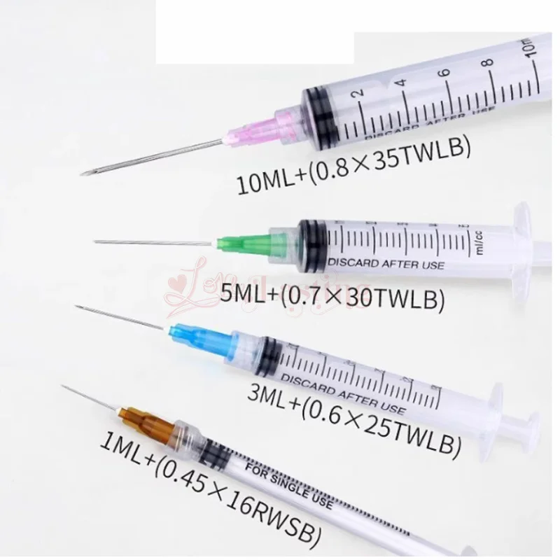 5pcs/lot Luer Lock Syringes 1ml syringe  Fine Micro Cannula Blunt Needle Tips 25G/27G/30G needle tip Tattoo Syringe