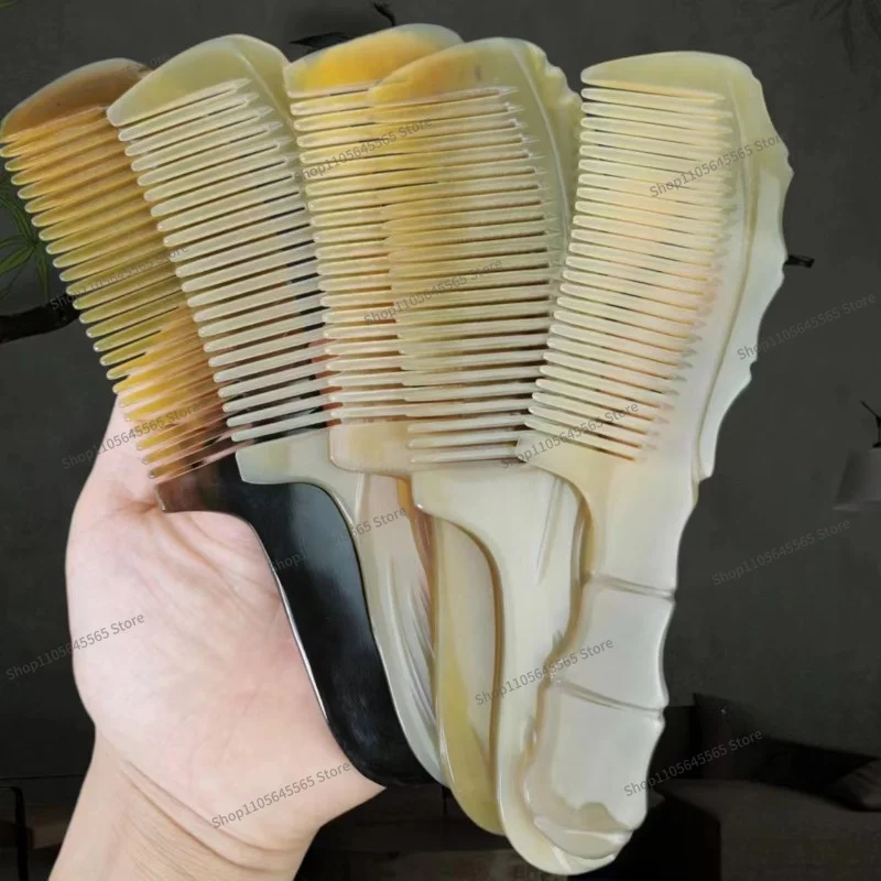 For Natural Horn Comb Thickened Girls Long Hair Household Wide Tooth Carving Handicrafts