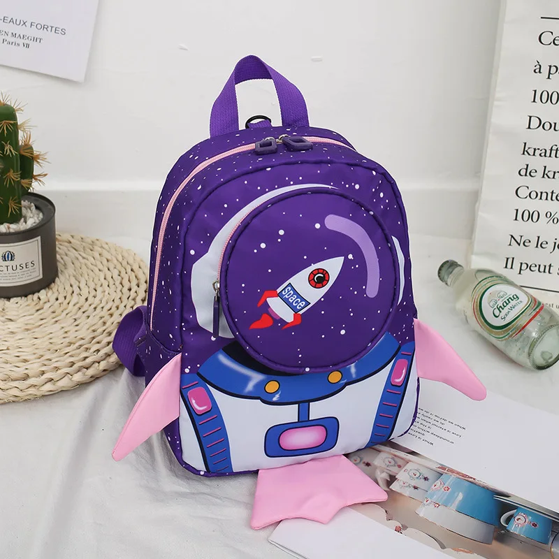 Mochila antideslizante para niños, Mochila de cohete espacial para jardín de infantes, mochilas escolares para niños, bolsas de clase para niñas