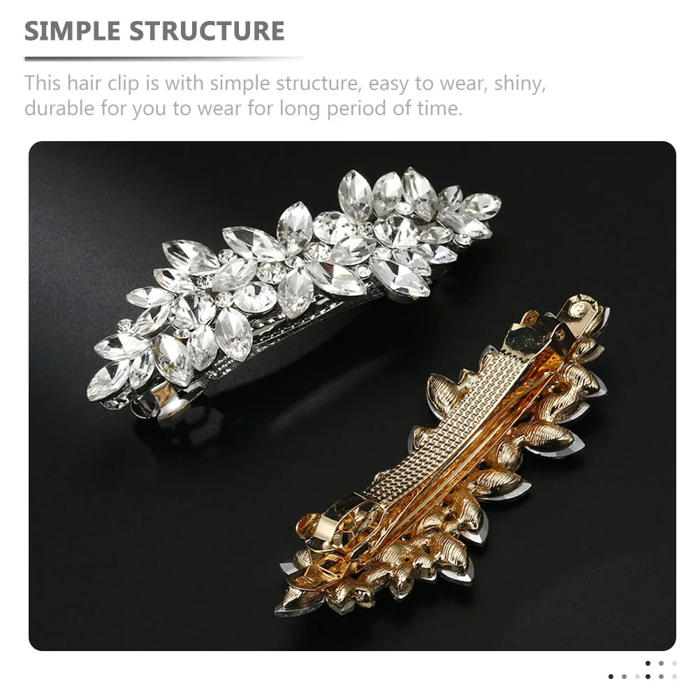 

2Pcs Rhinestone Hair Clips Fashionable Eye-Catching Hair Accessories for Women Girls Beauty Pageant Honeymoon Spring Clip