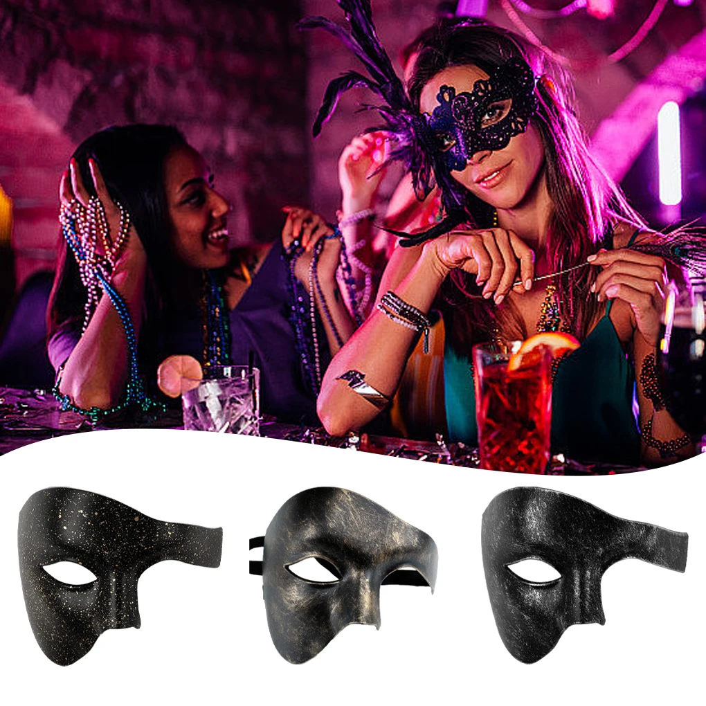 Máscara de Cosplay de mascarada fantasma Steampunk, media cara de plástico ABS para hombres/mujeres, accesorios de disfraz de Carnaval Punk para Halloween